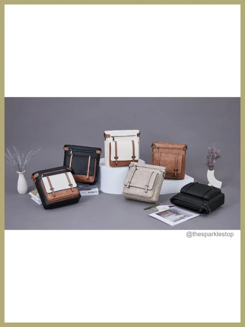 Roulens Vegan Leather Crossbody Bag with Multi Pockets and Adjustable Strap
